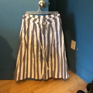 White and grey, striped, button-up, skirt from Gap